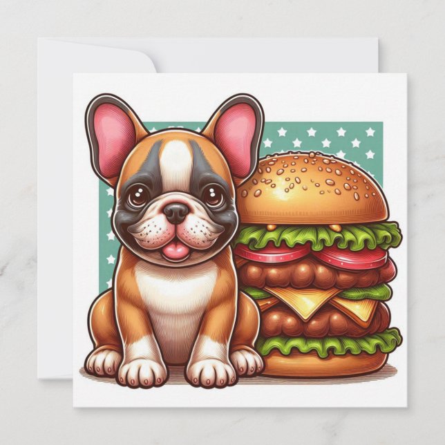 Fransk Bulldog-platta kort (Framsida)