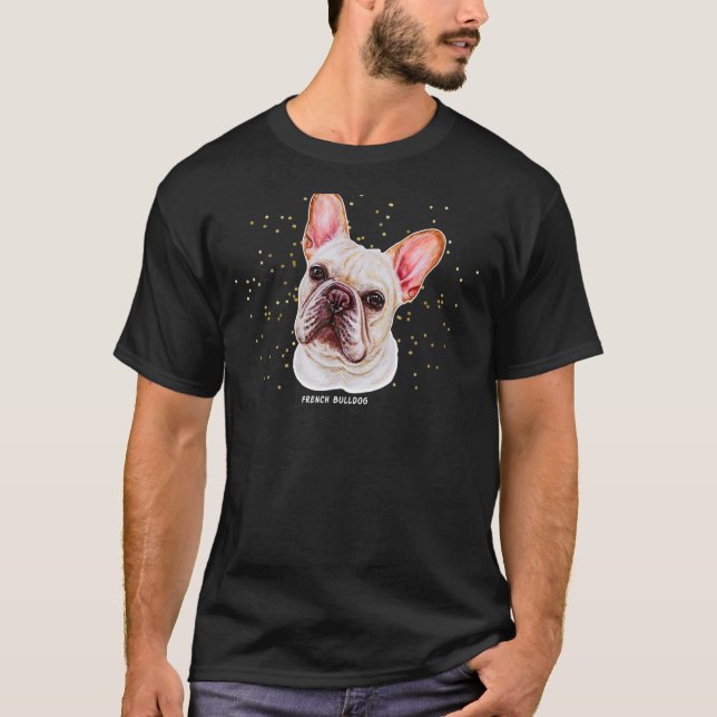 Fransk Bulldog Porträtt 4 Pet Frenchie Hundägare T Shirt (Framsida)