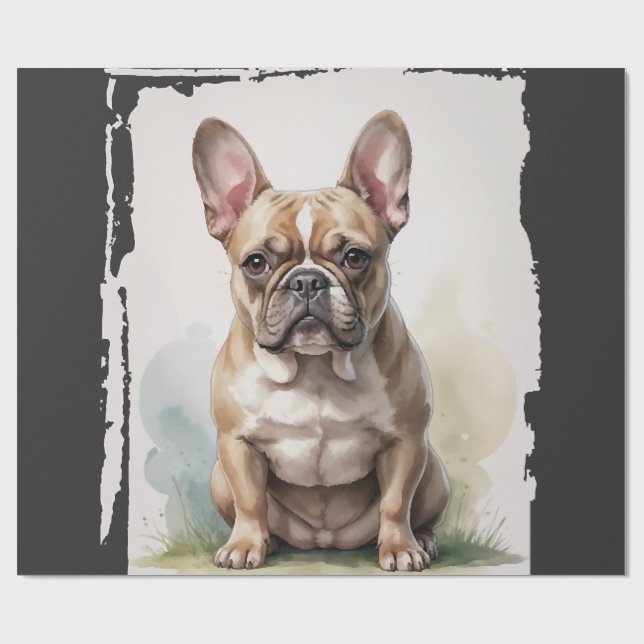 Fransk Bulldog Porträtt Presentpapper (Platt)