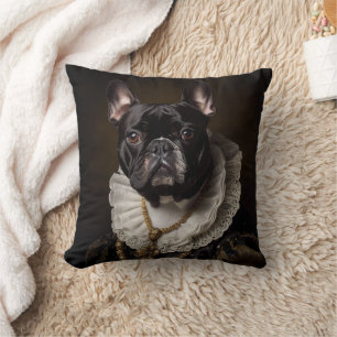 Fransk Bulldog Porträtt Renaissance Funny Pet Mamm Kudde