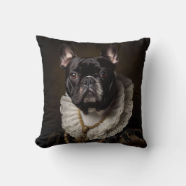 Fransk Bulldog Porträtt Renaissance Funny Pet Mamm Kudde