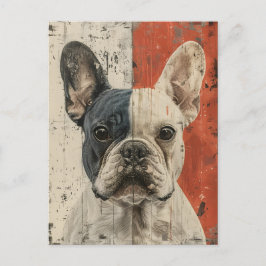Fransk Bulldog-porträtt vintage konstverk Vykort
