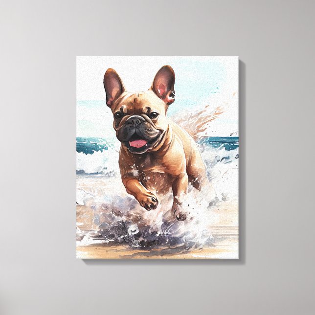 Fransk Bulldog Present Canvastryck (Framsida)