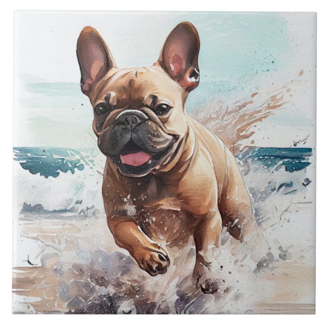 Fransk Bulldog Present Kakelplatta (Framsidan)