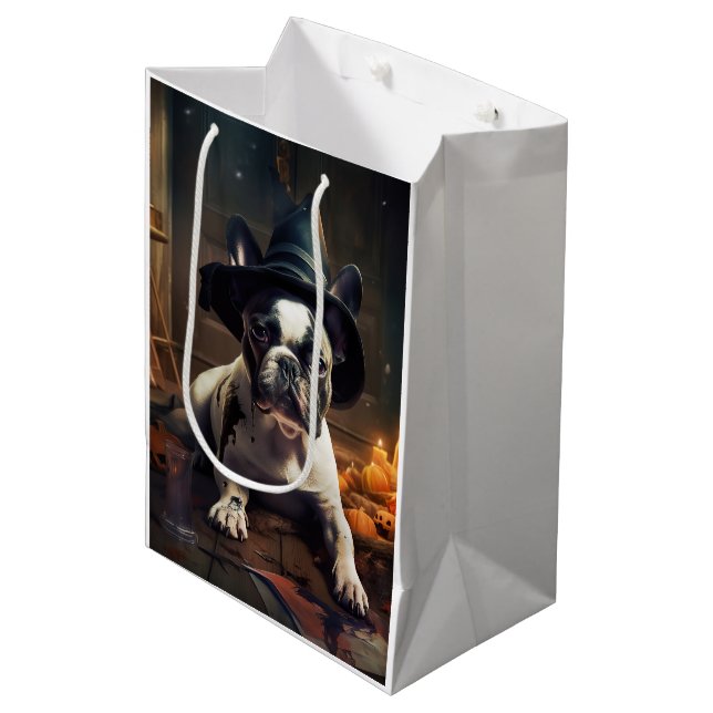 Fransk Bulldog Pumpa Halloween Skräckinjagande (Framsidan Vinklad)