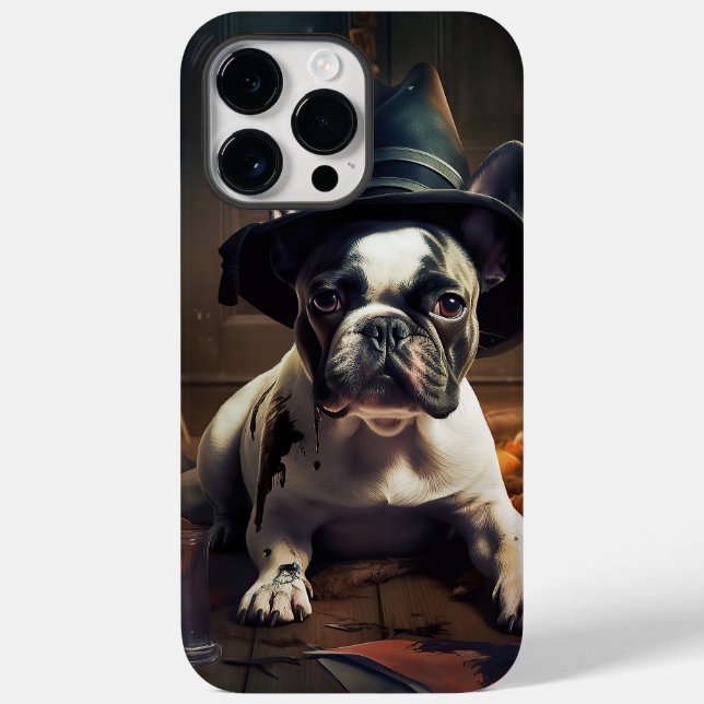 Fransk Bulldog Pumpa Halloween Skräckinjagande (Baksida)