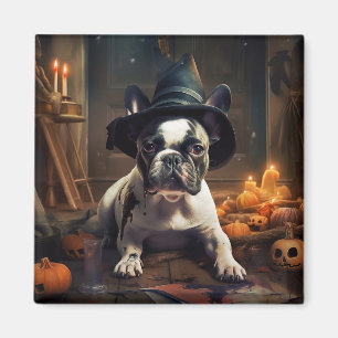 Fransk Bulldog Pumpa Halloween Skräckinjagande Magnet