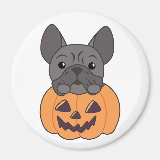 Fransk Bulldog Pumpkin Sweet Hundar Happy hallowee Magnet (Framsidan)