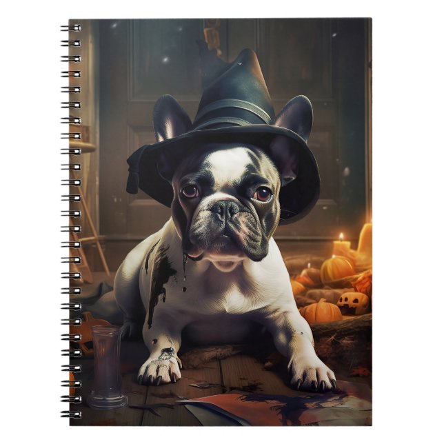 Fransk Bulldog Pumpkins Halloween Scary Anteckningsbok (Framsidan)