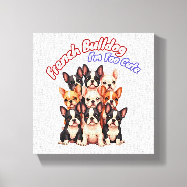 Fransk Bulldog Puppies för en Hundägare Frenchie Canvastryck (Framsida)