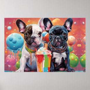 Fransk Bulldog Puppies , Milkshake Poster