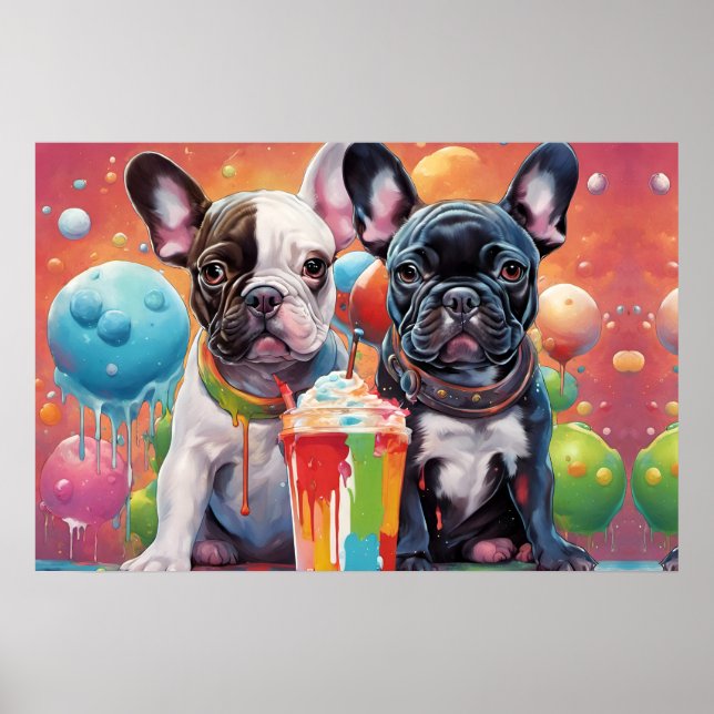 Fransk Bulldog Puppies , Milkshake Poster (Framsidan)