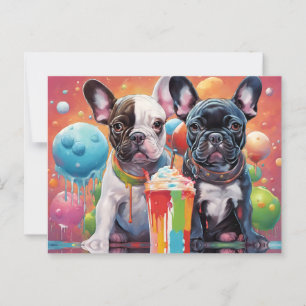 Fransk Bulldog Puppies , Milkshake Vykort