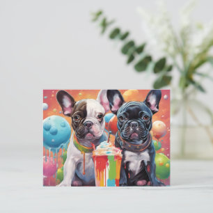 Fransk Bulldog Puppies , Milkshake Vykort