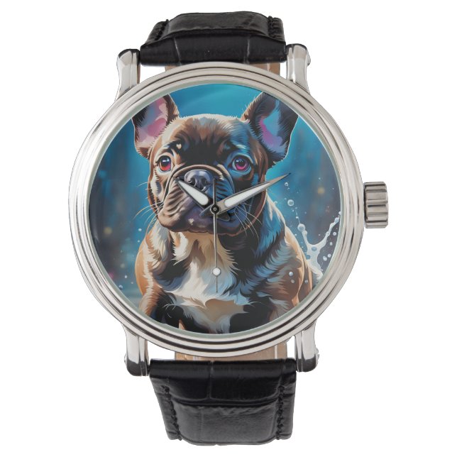 Fransk Bulldog Puppy Armbandsur (Framsida)