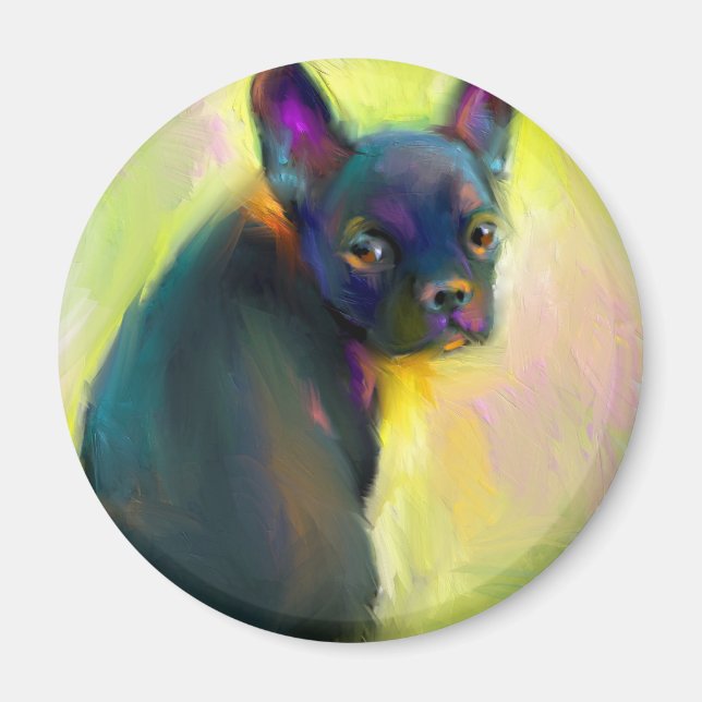 Fransk bulldog puppy art magnet (Framsidan)