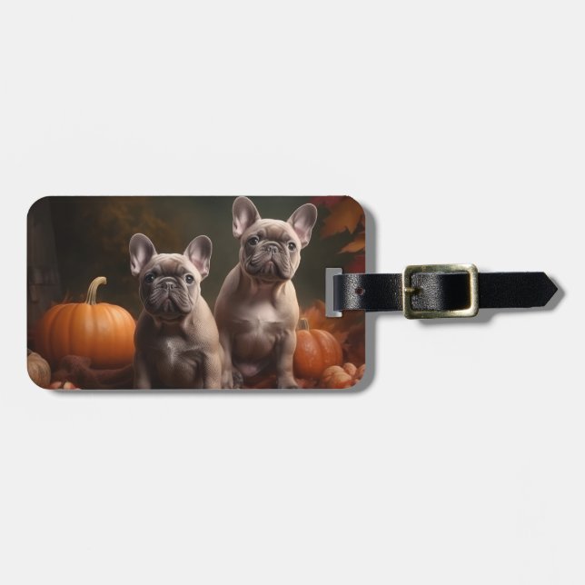 Fransk Bulldog Puppy Autumn Delight Pumpkin Bagagebricka (Horisontell Framsida)