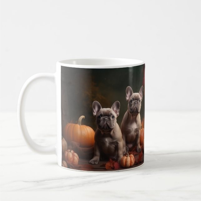 Fransk Bulldog Puppy Autumn Delight Pumpkin Kaffemugg (Vänster)