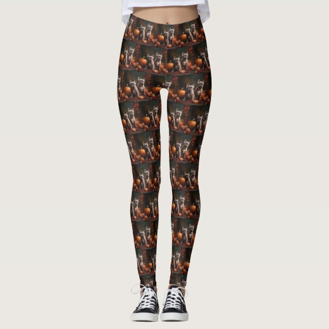 Fransk Bulldog Puppy Autumn Delight Pumpkin Leggings (Framsida)