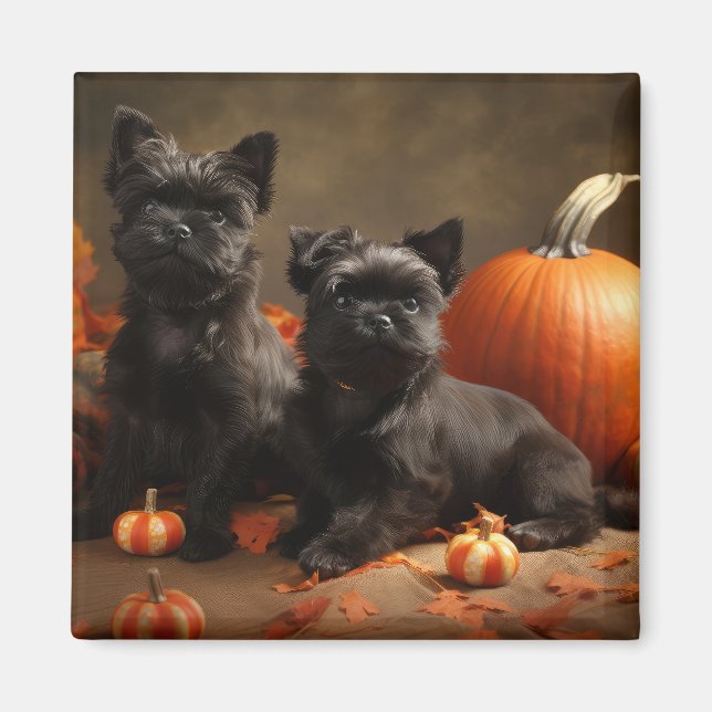 Fransk Bulldog Puppy Autumn Delight Pumpkin Magnet (Framsidan)