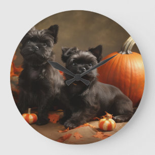 Fransk Bulldog Puppy Autumn Delight Pumpkin Stor Klocka