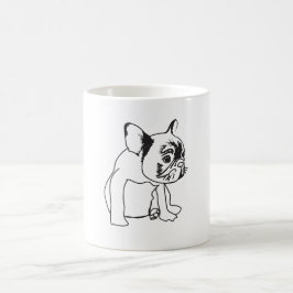 Fransk Bulldog Puppy Black and White Teckning Mugg