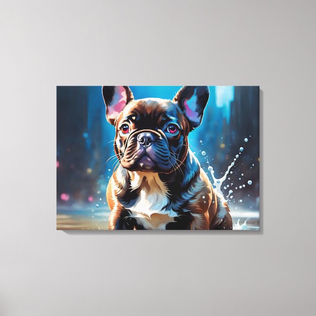 Fransk Bulldog Puppy Canvastryck (Framsida)