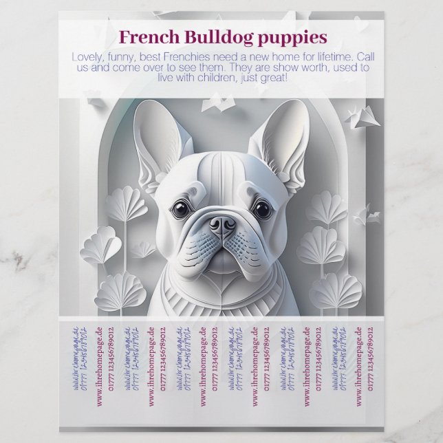 Fransk Bulldog Puppy Flyer  (Framsidan)