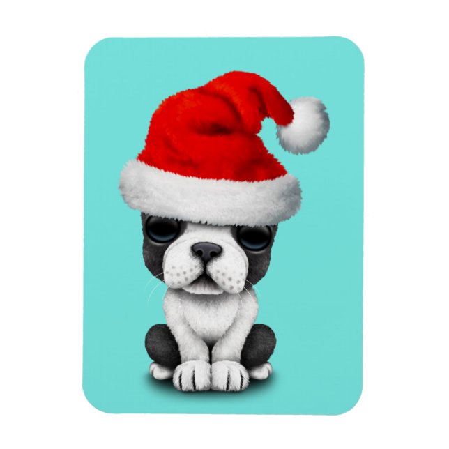 Fransk Bulldog Puppy Hund vid tomten Hat Magnet (Vertikal)
