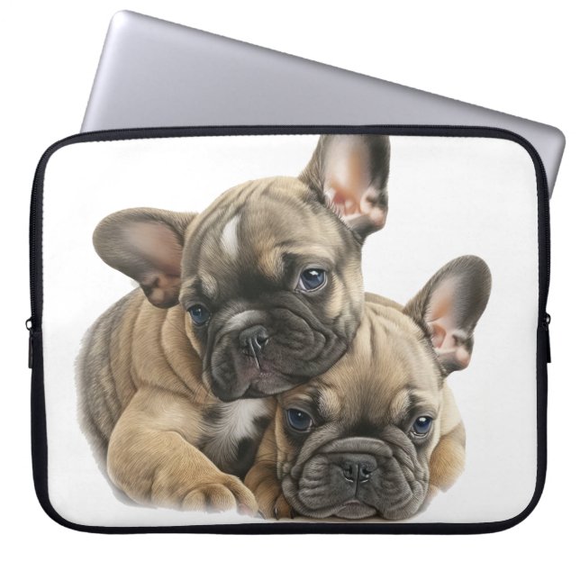 FRANSK BULLDOG PUPPY HUNDAR LAPTOP FODRAL (Framsidan)