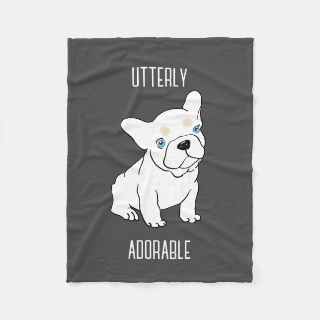 Fransk Bulldog Puppy Tecknad Fleece Blanket (Framsidan)