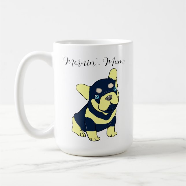 Fransk Bulldog Puppy Tecknad Kaffemugg (Vänster)
