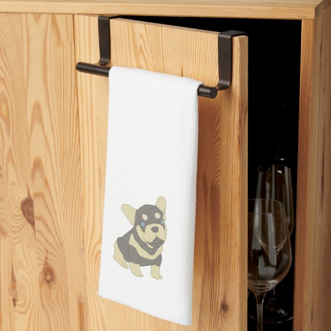 Fransk Bulldog Puppy Tecknad Kitchen Towels Kökshandduk (Thirds Fold)