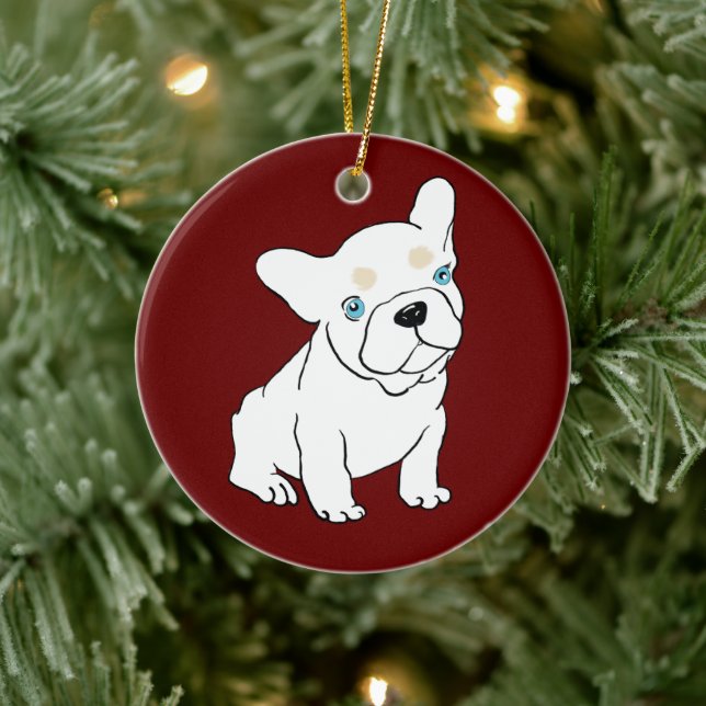 Fransk Bulldog Puppy Tecknad Ornament (Träd)
