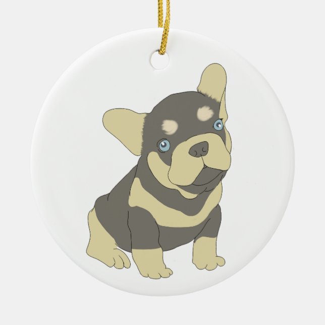 Fransk Bulldog Puppy Tecknad Ornament (Framsidan)