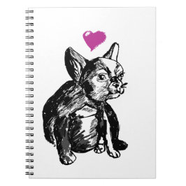 Fransk Bulldog Puppy Teckning fotopatbok Anteckningsbok Med Spiral