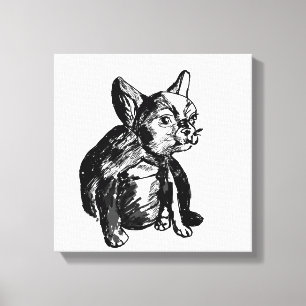 Fransk Bulldog Puppy Teckning Single Print Canvastryck