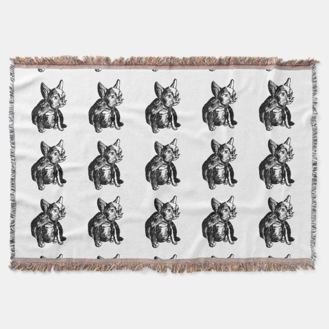 Fransk Bulldog Puppy Throw Blanket Filt (Framsidan)