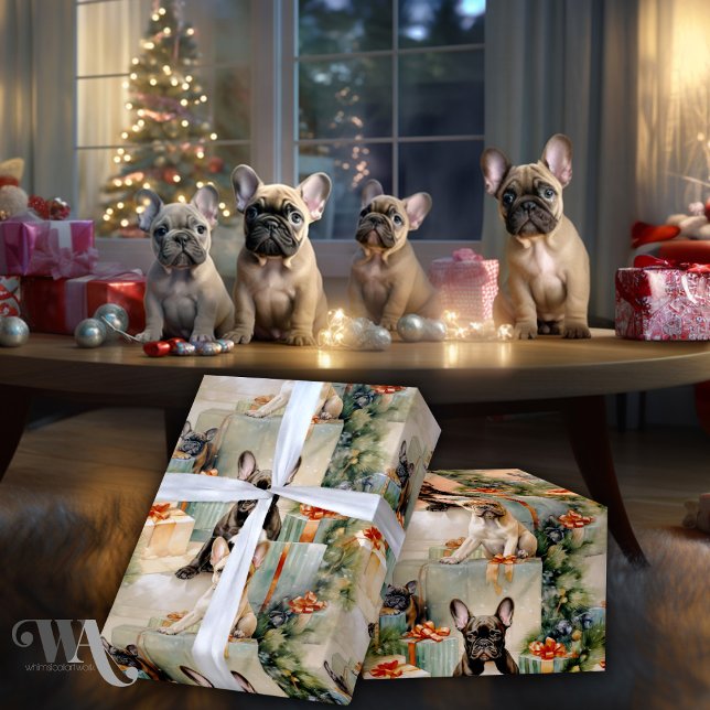 Fransk Bulldog Puppy Wonderland jul Presentpapper (Skapare uppladdad)