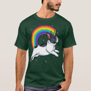 Fransk Bulldog Rainbow Unicorn för manar Women Boy T Shirt