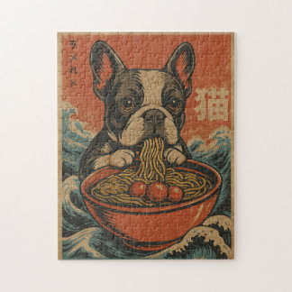 Fransk Bulldog Ramen Vintage Japansk Konst Pussel