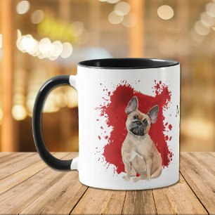 Fransk Bulldog Red Abstrakt - bakgrund Mugg