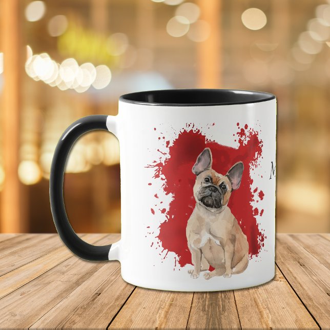 Fransk Bulldog Red Abstrakt - bakgrund Mugg (Skapare uppladdad)