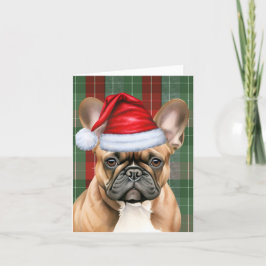 Fransk Bulldog Red Grönt Säsong Play jul Helgkort