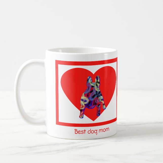 Fransk Bulldog Red Valentine Day Heart Kaffemugg (Vänster)
