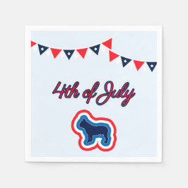Fransk Bulldog Red White och Blue 4:e juli Pappersservett