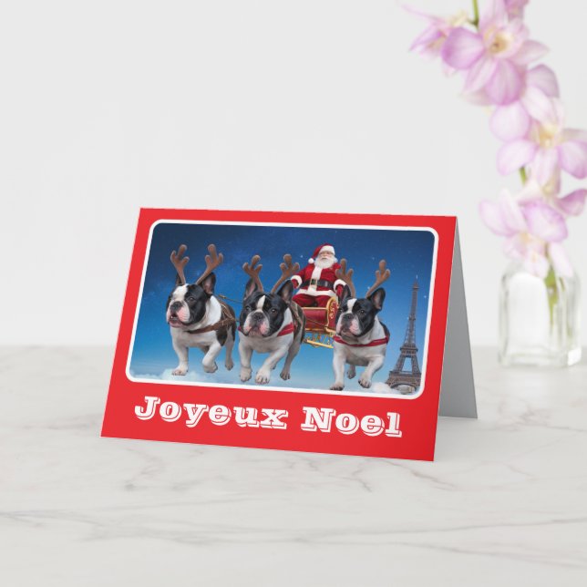Fransk Bulldog Reindeer Folet Greeting Card Kort (Orkide)