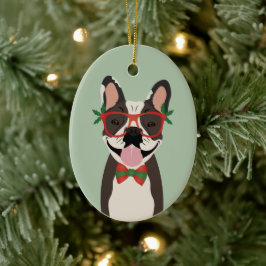 Fransk Bulldog Reindeer jul Ljus Julgransprydnad Keramik