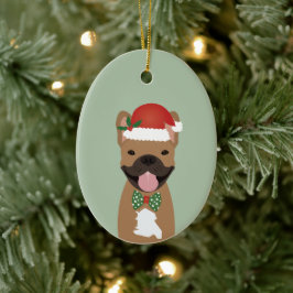 Fransk Bulldog Reindeer jul Ljus Julgransprydnad Keramik