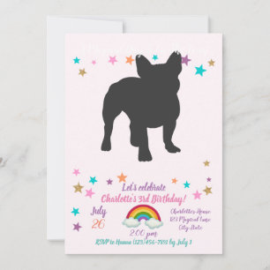 Fransk Bulldog renrasiga hund silhouette Inbjudningar